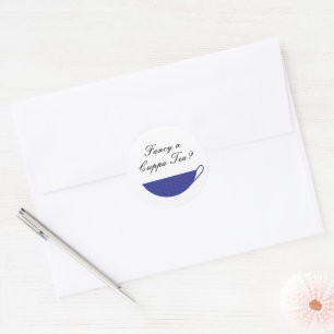 Blue Teacup Envelope Seal & Sticker