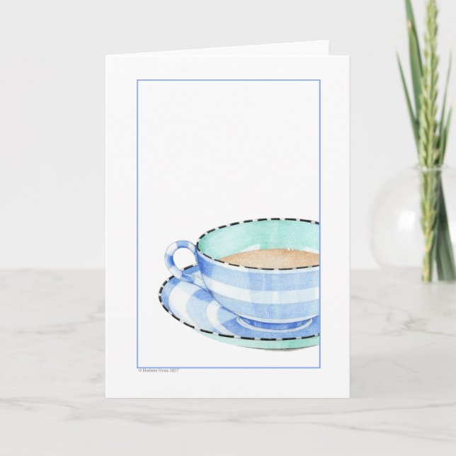 Blue Teacup Greeting Card (Front)