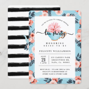Blue Teacup Tea Party Bridal Shower Invitation