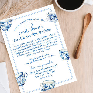 Blue Teacups 80th Birthday Card Shower by Mail