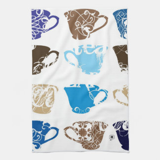 blue teacups kitchen towel