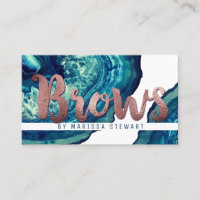 Blue Teal Agate Geode Stone Rose Gold Brows