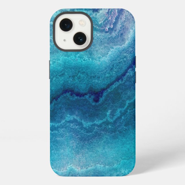 Blue Teal Agate Texture  iPhone Case (Back)