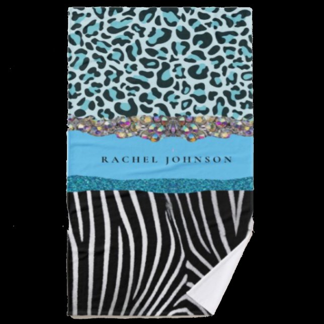 Blue Teal and Black Glam Glitter Best Towel Set (Creator Uploaded)