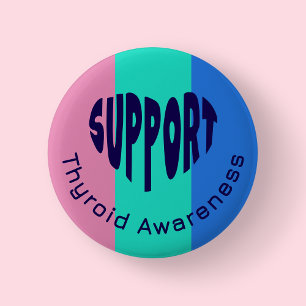 Blue, Teal and Pink Thyroid Awareness Button
