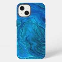 Blue Teal Aquamarine Marble Acrylic Abstraction