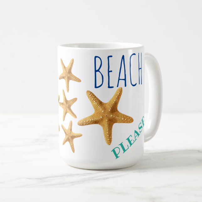 Blue & Teal Beach Please ! Starfish Classic Coffee Mug (Front Right)