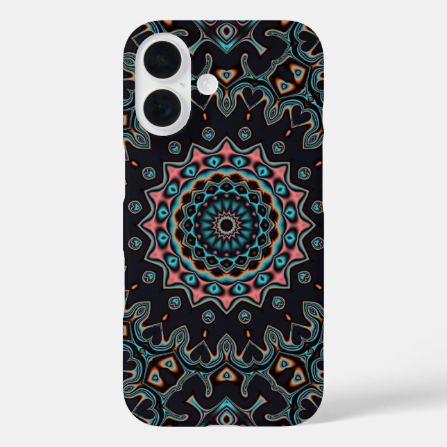 Blue Teal Black Pink Mandala Boho Pattern Case-Mate iPhone Case (Back)