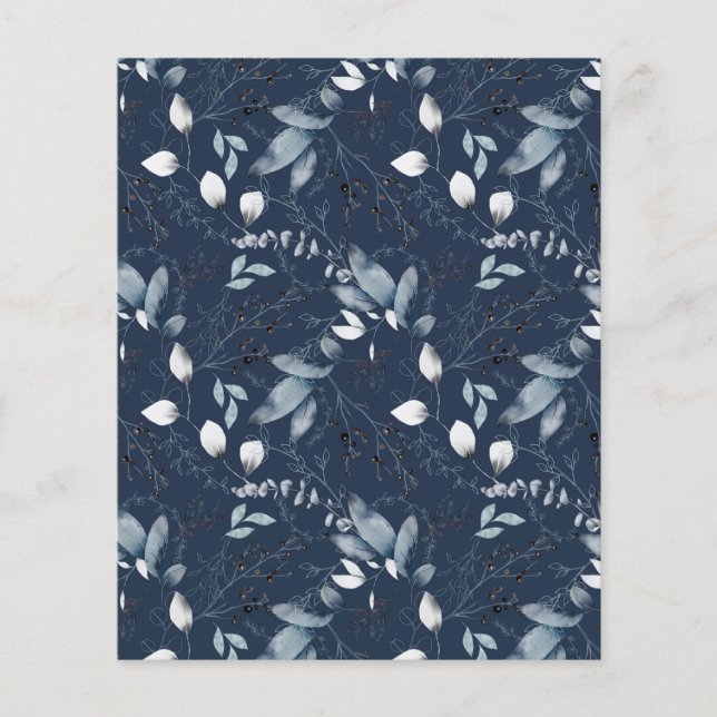 Blue Teal Botanical Scrapbook Paper (Front)
