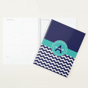 Blue Teal Chevron Planner