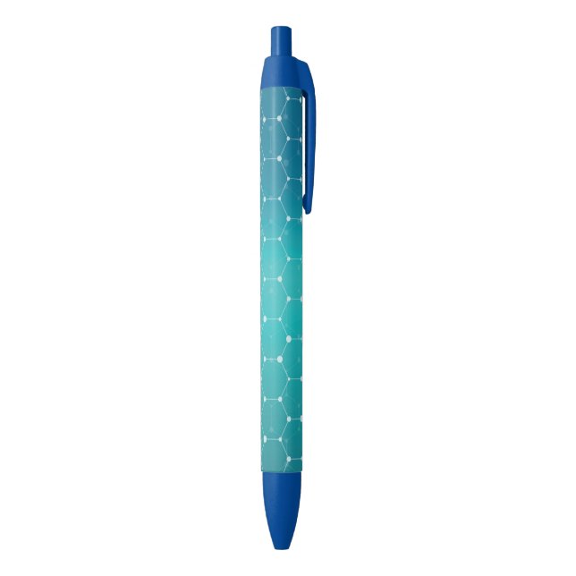 Blue Teal DNA Pattern Black Ink Pen (Bottom (Vertical))