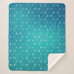 Blue Teal DNA Pattern Sherpa Blanket