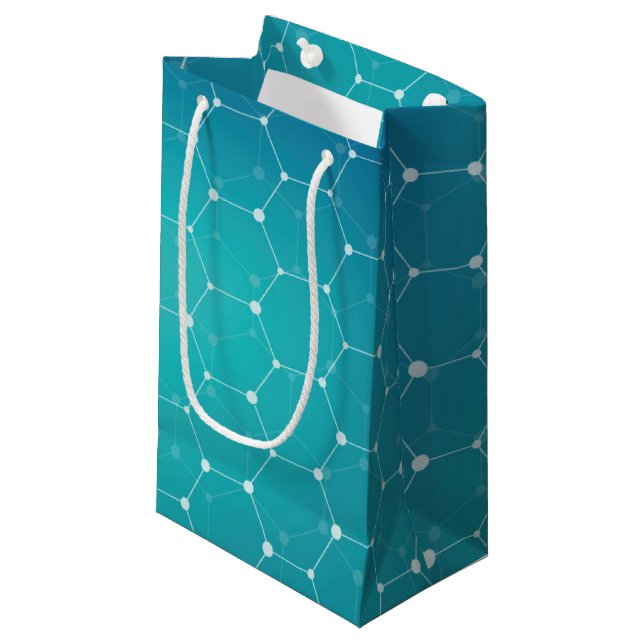 Blue Teal DNA Pattern Small Gift Bag (Front Angled)