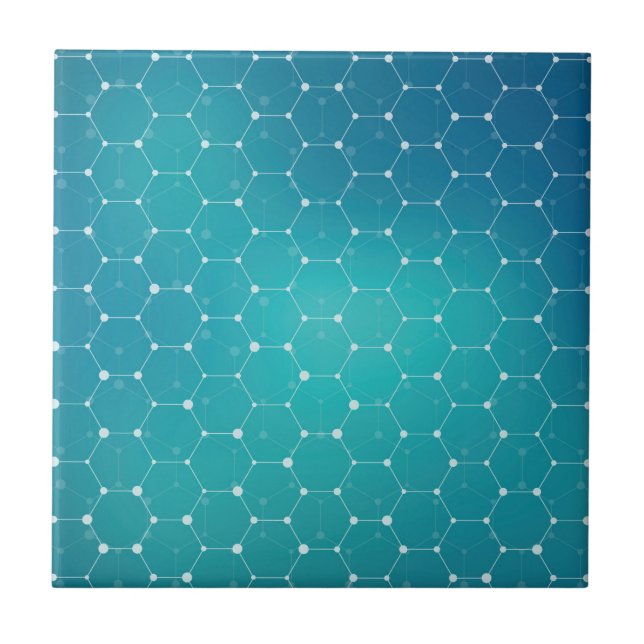 Blue Teal DNA Pattern Tile (Front)