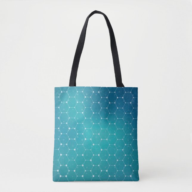 Blue Teal DNA Pattern Tote Bag (Front)