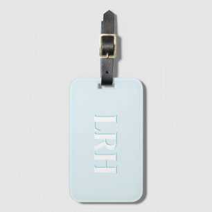 Blue Teal Double Layer Simple Initial Monogram  Luggage Tag