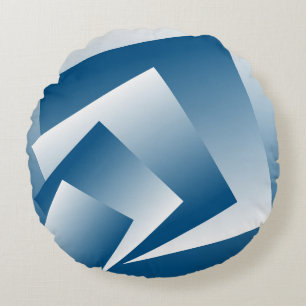 Blue Teal geometry Round Pillow