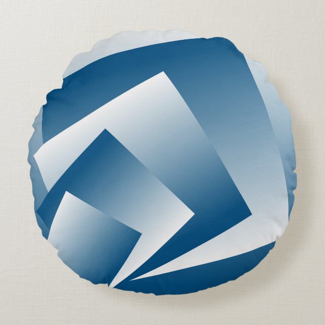 Blue Teal geometry Round Pillow (Front)