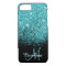 Blue, Teal, Glitter, Name and Monogram, Girly