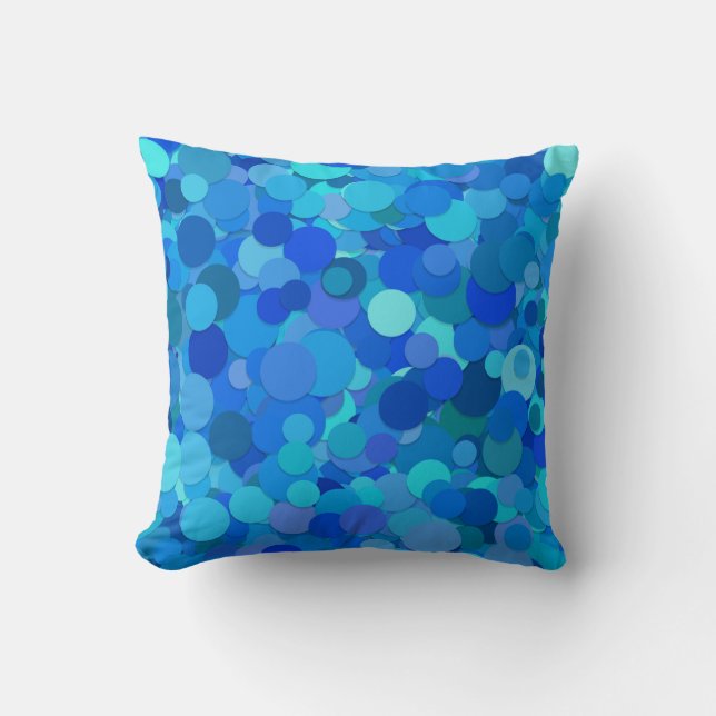 Blue Teal Glitter Sequin Throw Pillow (Front)