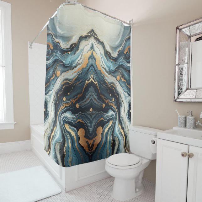 Blue Teal Gold Agate Modern Glam Elegant Beachy (In Situ)
