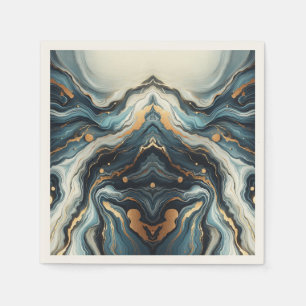Blue Teal Gold Agate Modern Glam Elegant Wedding Napkin
