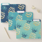Blue, Teal & Gold Tropical Pineapple Fruit Pattern