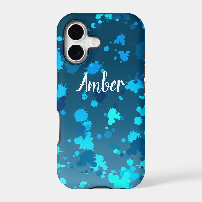 Blue Teal Gradient Paint Splash Personalized (Back)
