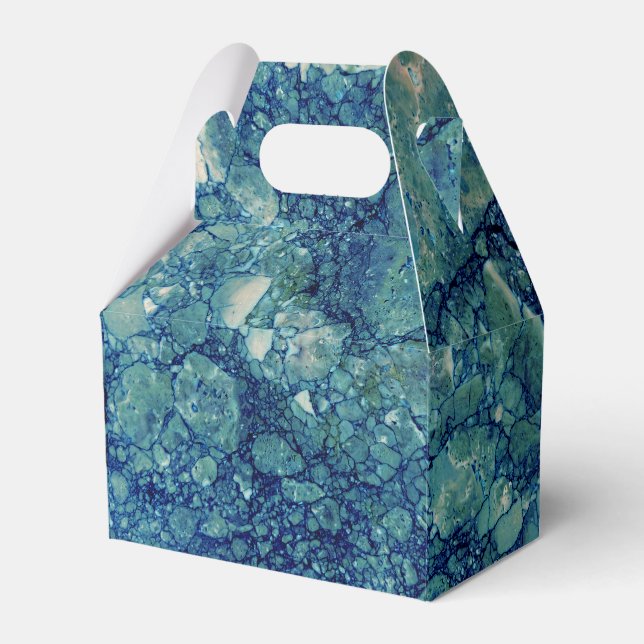 Blue Teal Green Marble Texture Favor Box (Front Side)