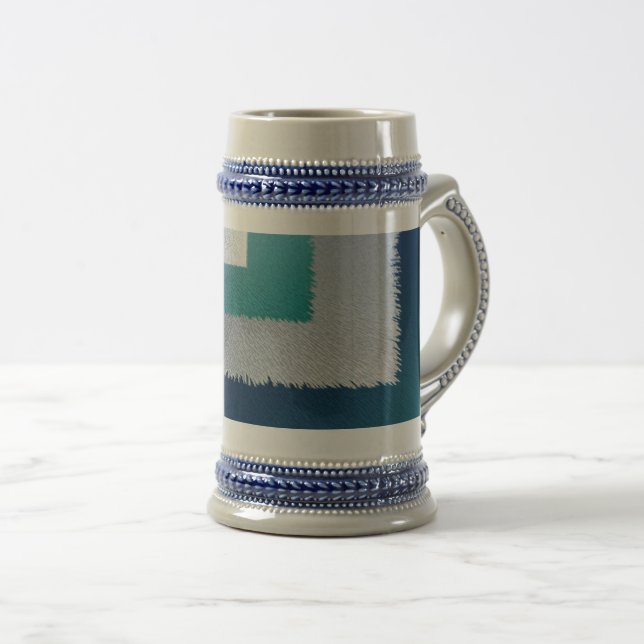 blue teal grey ex pastel beer stein (Front Right)