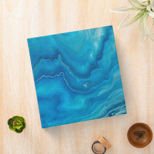 Blue & Teal Marble Agate Abstraction Binder