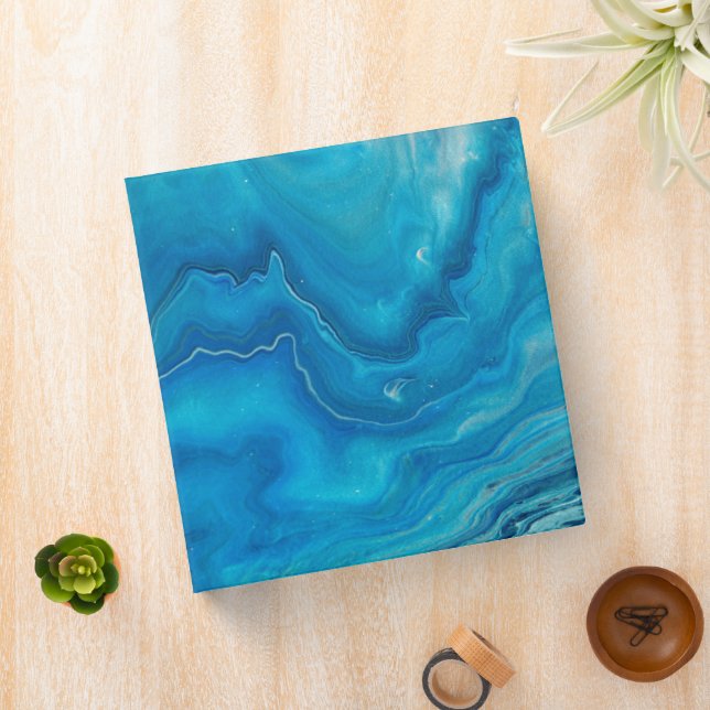 Blue & Teal Marble Agate Abstraction Binder (In Situ)