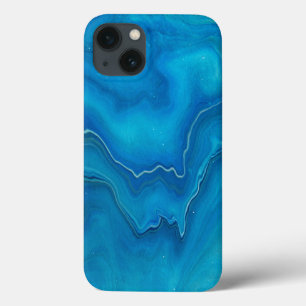 Blue & Teal Marble Agate Abstraction iPhone 13 Case
