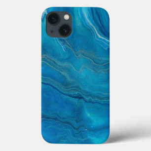Blue & Teal Marble Agate Abstraction  iPhone 13 Case