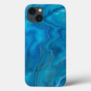 Blue & Teal Marble Agate Abstraction   iPhone 13 Case