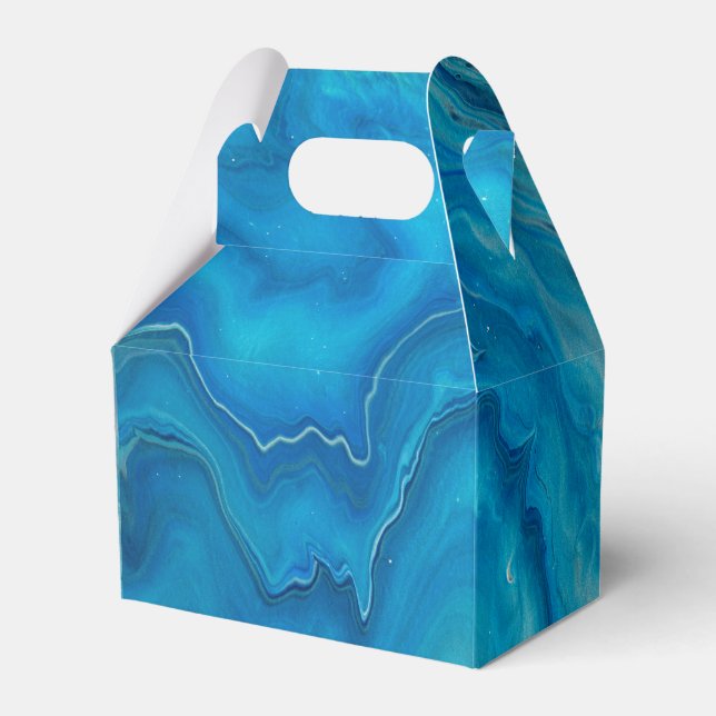 Blue & Teal Marble Agate Abstraction Favor Box (Front Side)
