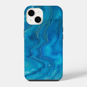 Blue & Teal Marble Agate Abstraction iPhone 14 Case