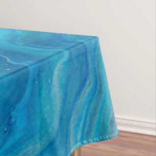 Blue & Teal Marble Agate Abstraction Tablecloth