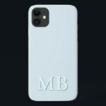 Blue & Teal | Minimal Modern Initial Monogram iPhone 11 Case<br><div class="desc">This stylish phone case design features a simple modern design in light blue and teal green. Make one of a kind phone case with custom initial and name. It will be a cool, unique gift for someone special or yourself. If you want to change the fonts or position, click the...</div>