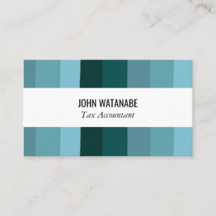 Blue Teal Minimalist Stripes Handmade Business Card