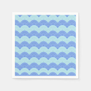 Blue Teal Mint Scalloped Waves Napkin