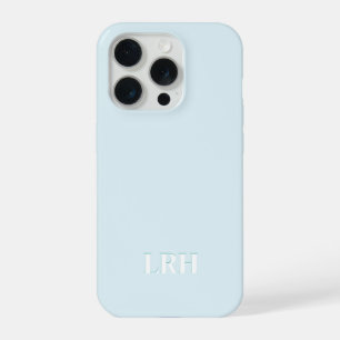 Blue Teal Modern Minimalist Initial Monogram  iPhone 15 Pro Case