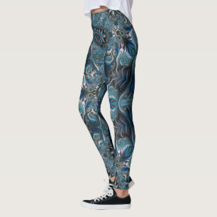Blue Teal Mysterious Space Mandala Leggings
