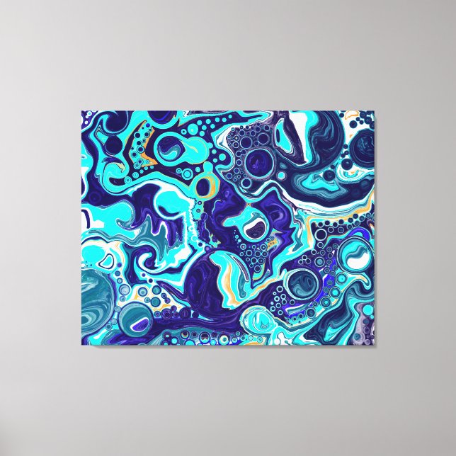  Blue Teal Ocean Swirls Marble Fluid Art   Canvas Print (Front)