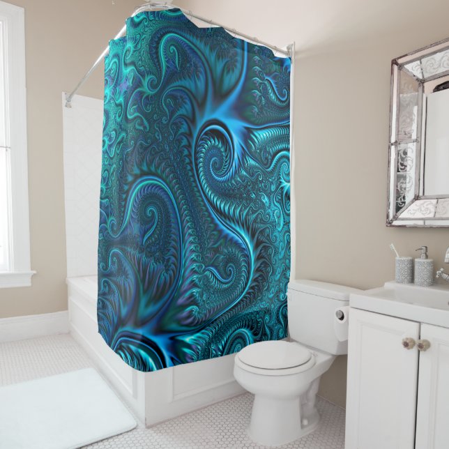 Blue & Teal Octopus Tentacles Spiral Pattern (In Situ)