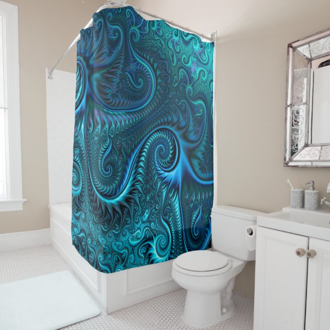 Blue & Teal Octopus Tentacles Spiral Pattern (In Situ)
