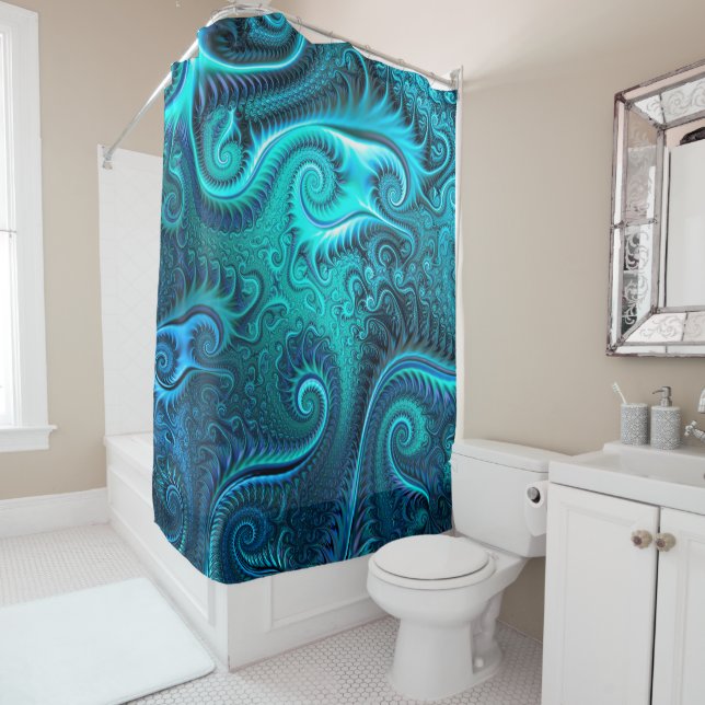 Blue & Teal Octopus Tentacles Spiral Pattern (In Situ)