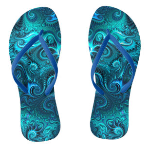Blue & Teal Octopus Tentacles Spiral Pattern  Flip Flops