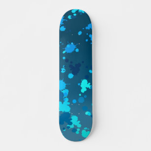 Blue Teal Paint Splash Abstract Skateboard
