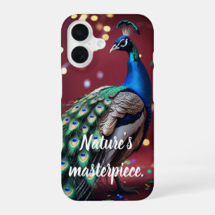Blue Teal Peacock Feather Artistic iPhone 16 Case